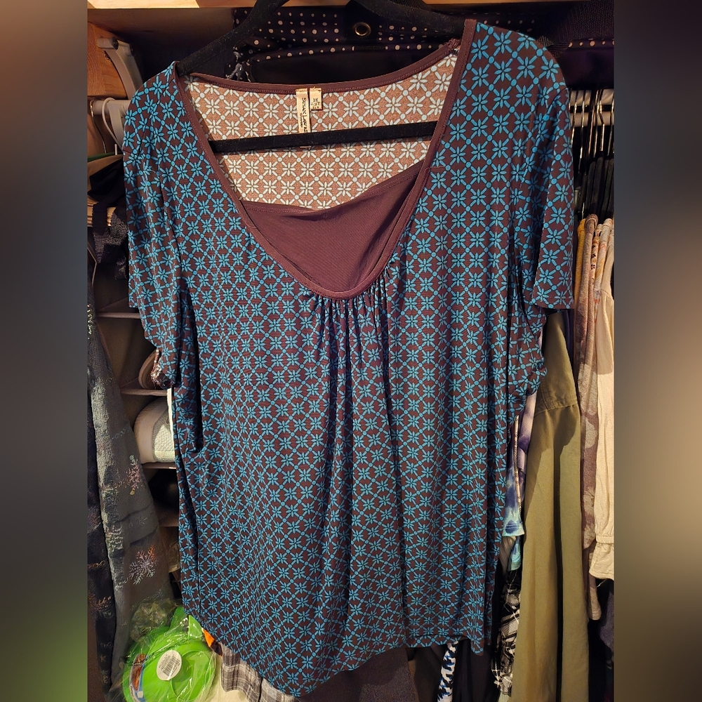 Blue Patterned Women's Top